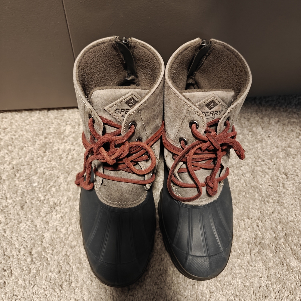Sperry Gray and Black Winter Boots Waterproof Design